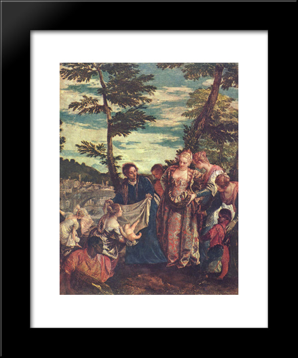 Rescue Of Moses From The Waters Of The Nile 20x24 Black Modern Wood Framed Art Print Poster by Veronese, Paolo