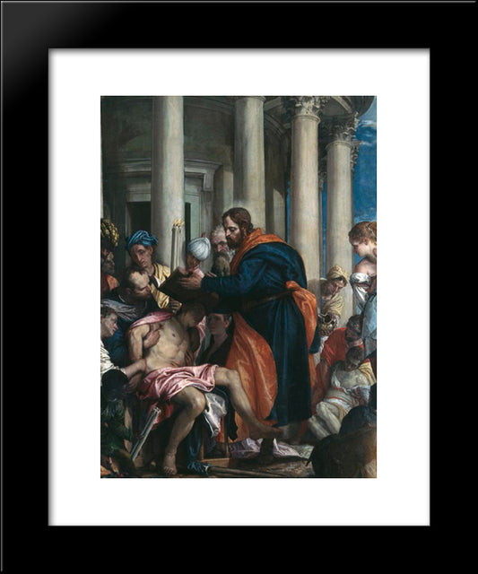 Saint Barnabas Healing The Sick 20x24 Black Modern Wood Framed Art Print Poster by Veronese, Paolo