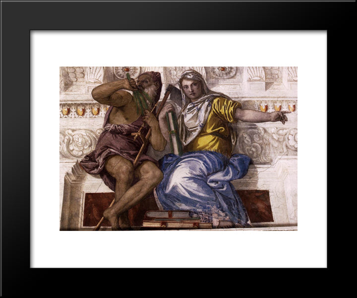 Saturn (Time) And Historia 20x24 Black Modern Wood Framed Art Print Poster by Veronese, Paolo