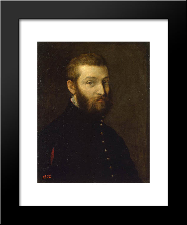 Self-Portrait 20x24 Black Modern Wood Framed Art Print Poster by Veronese, Paolo