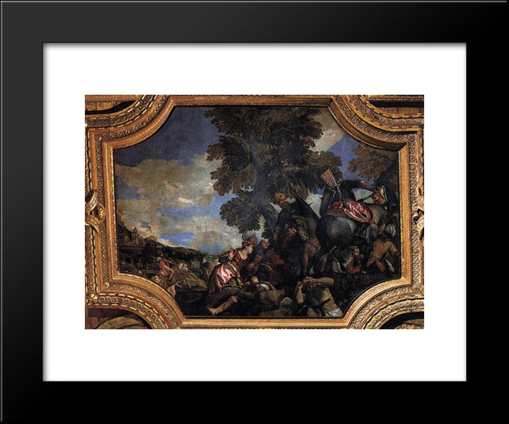 Siege Of Scutari 20x24 Black Modern Wood Framed Art Print Poster by Veronese, Paolo