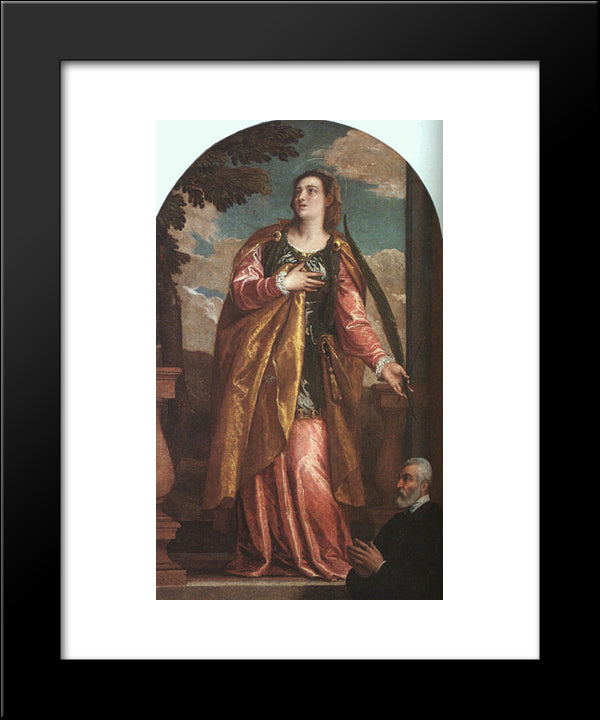 St. Lucy And A Donor 20x24 Black Modern Wood Framed Art Print Poster by Veronese, Paolo