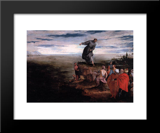 St Anthony Preaching To The Fish 20x24 Black Modern Wood Framed Art Print Poster by Veronese, Paolo