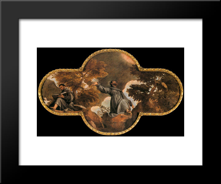 St Francis In Ecstasy 20x24 Black Modern Wood Framed Art Print Poster by Veronese, Paolo