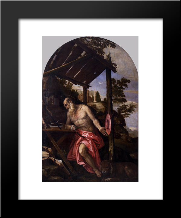 St Jerome 20x24 Black Modern Wood Framed Art Print Poster by Veronese, Paolo