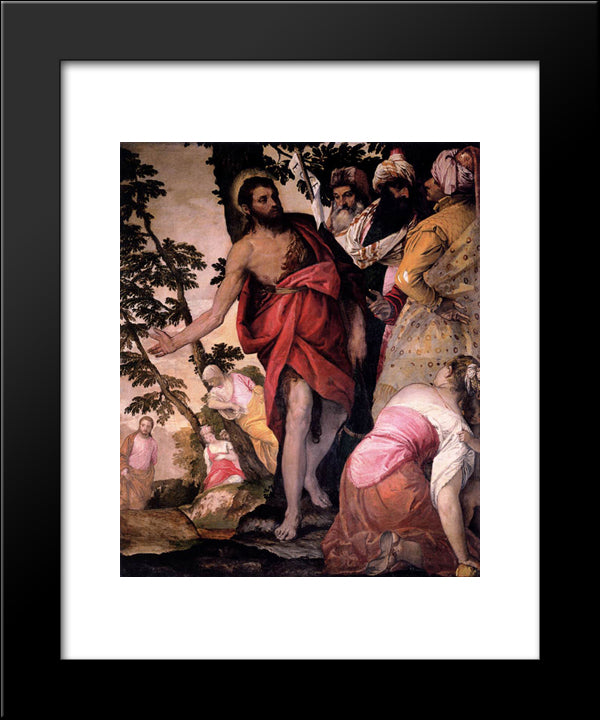 St John The Baptist Preaching 20x24 Black Modern Wood Framed Art Print Poster by Veronese, Paolo