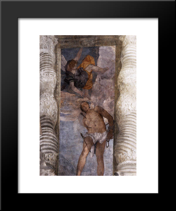 St Sebastian 20x24 Black Modern Wood Framed Art Print Poster by Veronese, Paolo