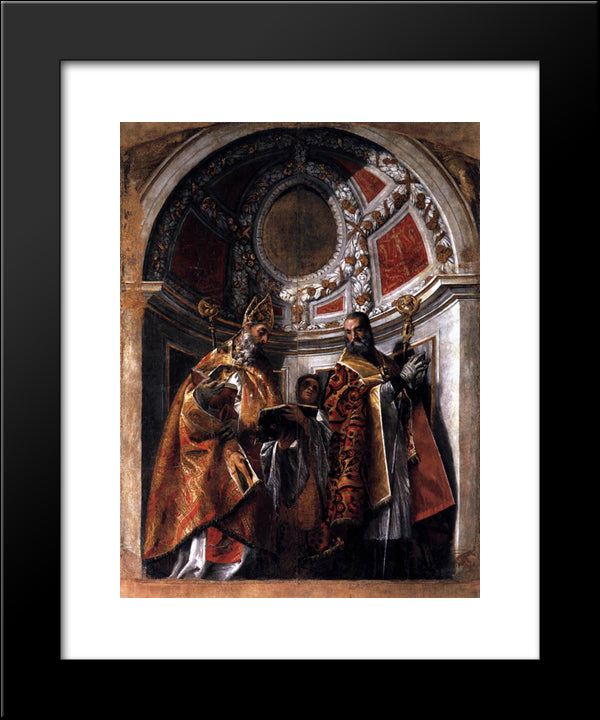 Sts Geminianus And Severus 20x24 Black Modern Wood Framed Art Print Poster by Veronese, Paolo