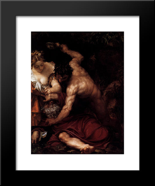 Temptation Of St Anthony 20x24 Black Modern Wood Framed Art Print Poster by Veronese, Paolo