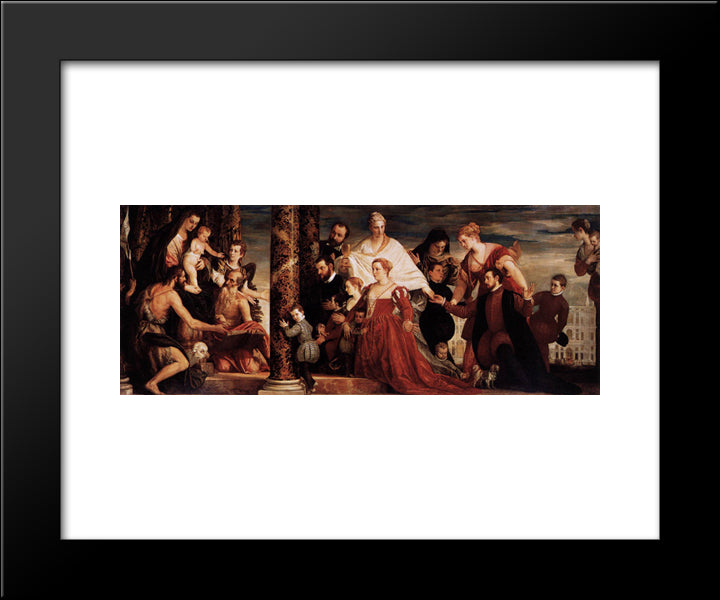 The Adoration Of The Virgin By The Coccina Family 20x24 Black Modern Wood Framed Art Print Poster by Veronese, Paolo