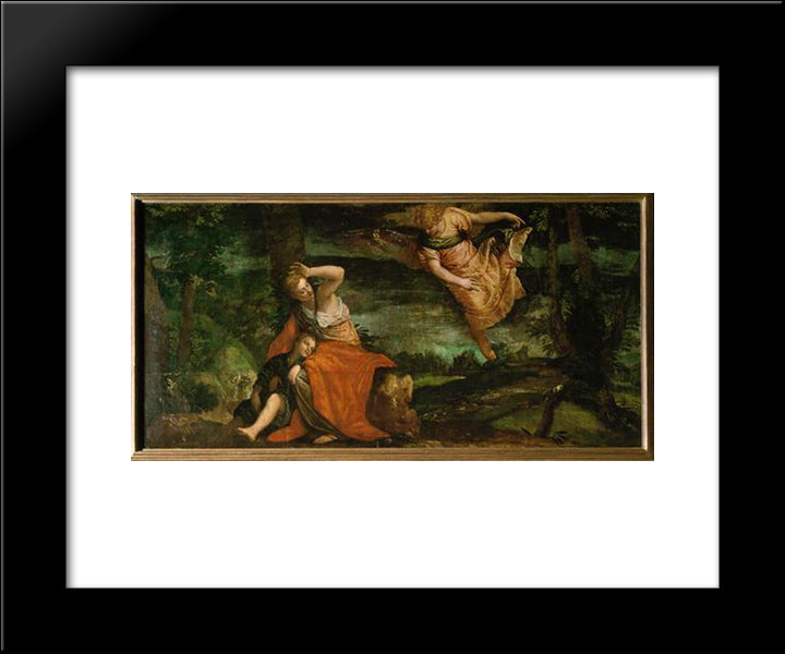 The Angel Appears To Hagar In The Desert 20x24 Black Modern Wood Framed Art Print Poster by Veronese, Paolo