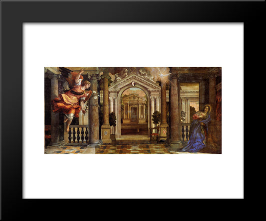 The Annunciation 20x24 Black Modern Wood Framed Art Print Poster by Veronese, Paolo