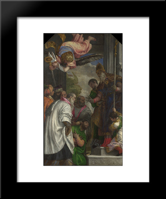 The Consecration Of Saint Nicholas 20x24 Black Modern Wood Framed Art Print Poster by Veronese, Paolo