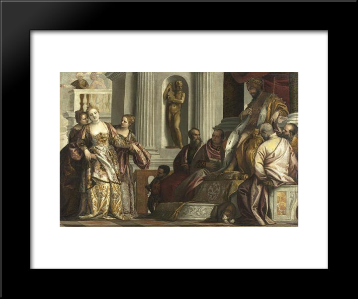 The Fainting Of Esther 20x24 Black Modern Wood Framed Art Print Poster by Veronese, Paolo