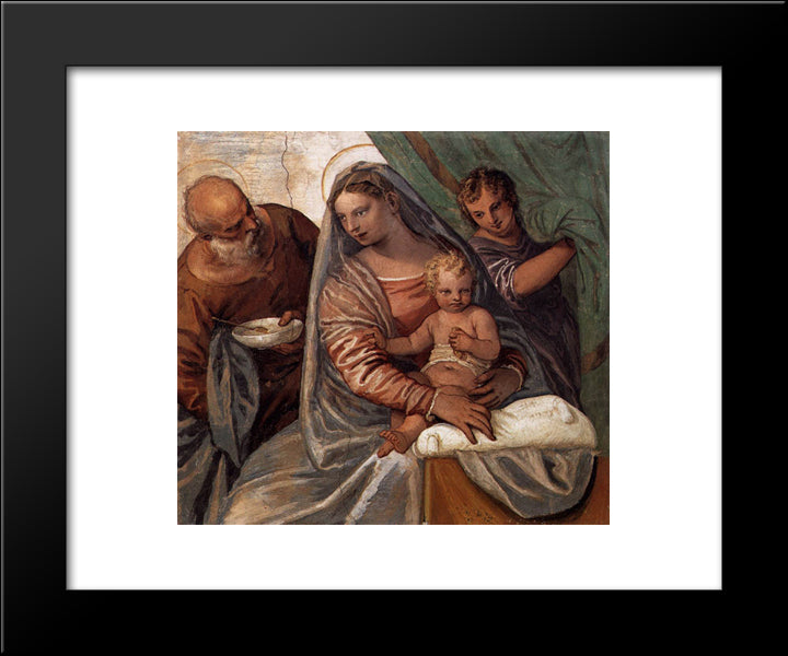 The Holy Family 20x24 Black Modern Wood Framed Art Print Poster by Veronese, Paolo