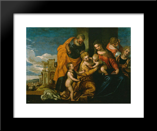 The Marriage Of Saint Catherine 20x24 Black Modern Wood Framed Art Print Poster by Veronese, Paolo