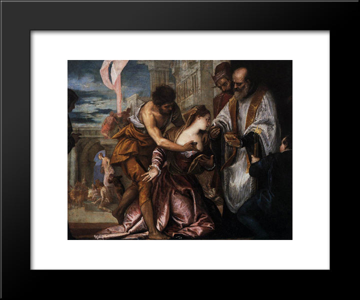 The Martyrdom And Last Communion Of Saint Lucy 20x24 Black Modern Wood Framed Art Print Poster by Veronese, Paolo