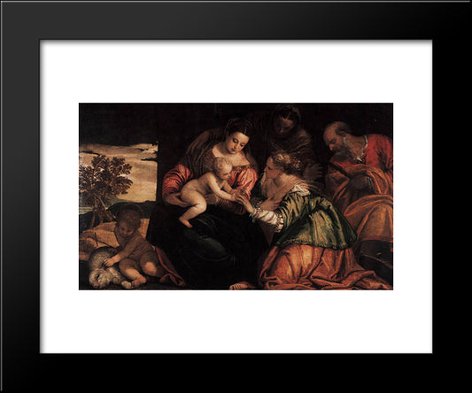 The Mystic Marriage Of Sr Catherine 20x24 Black Modern Wood Framed Art Print Poster by Veronese, Paolo