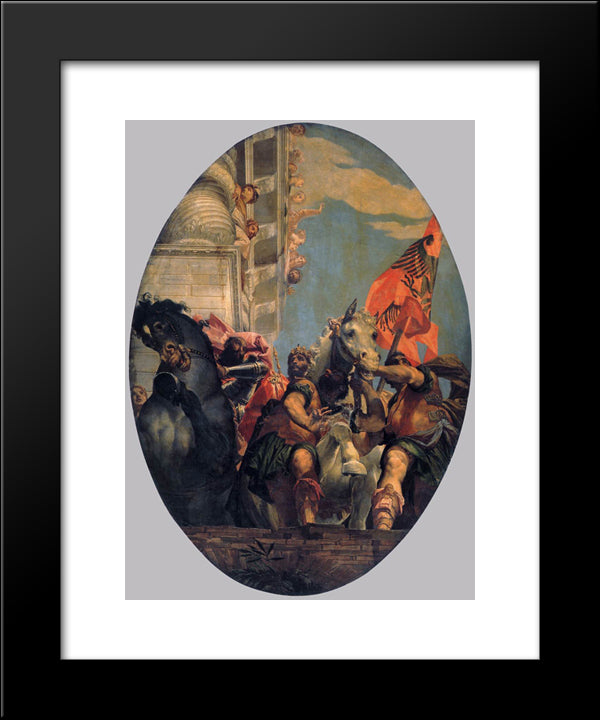 The Triumph Of Mordecai 20x24 Black Modern Wood Framed Art Print Poster by Veronese, Paolo