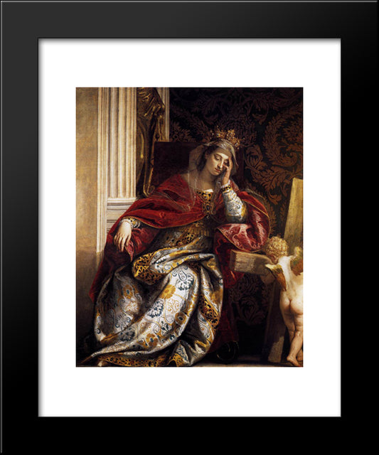 The Vision Of Saint Helena 20x24 Black Modern Wood Framed Art Print Poster by Veronese, Paolo