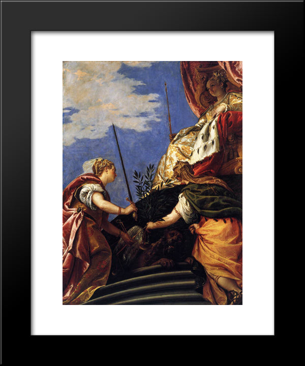 Venetia Between Justitia And Pax 20x24 Black Modern Wood Framed Art Print Poster by Veronese, Paolo