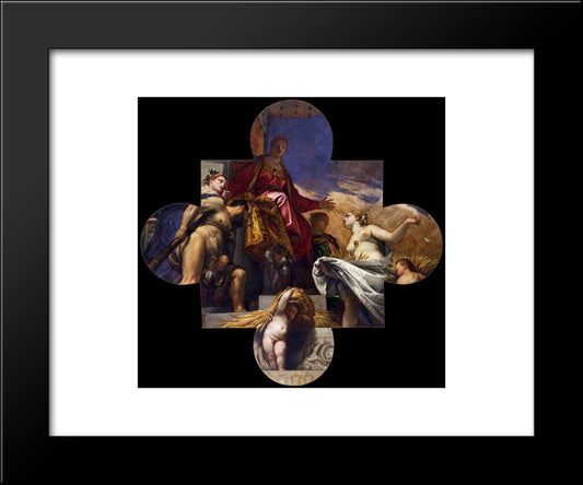 Venice, Hercules, And Ceres 20x24 Black Modern Wood Framed Art Print Poster by Veronese, Paolo