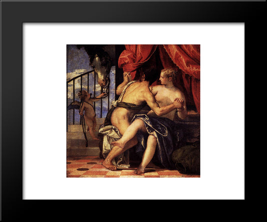 Venus And Mars With Cupid And A Horse 20x24 Black Modern Wood Framed Art Print Poster by Veronese, Paolo