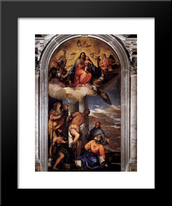 Virgin And Child With Saints 20x24 Black Modern Wood Framed Art Print Poster by Veronese, Paolo