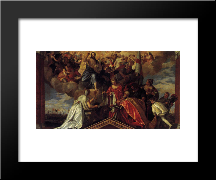 Votive Portrait Of Doge Sebastiano Venier 20x24 Black Modern Wood Framed Art Print Poster by Veronese, Paolo