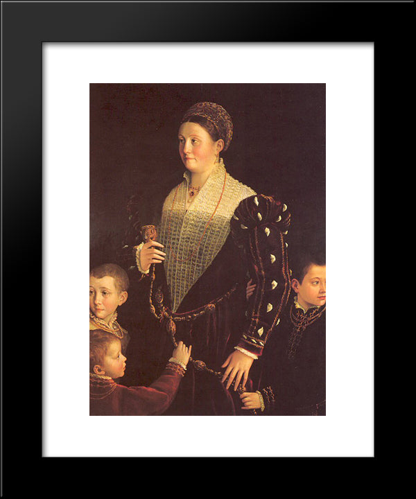 Camilla Gonzaga With Her Three Sons 20x24 Black Modern Wood Framed Art Print Poster by Parmigianino