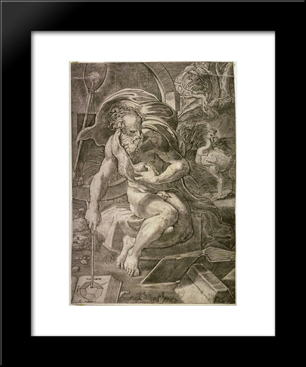 Diogenes 20x24 Black Modern Wood Framed Art Print Poster by Parmigianino