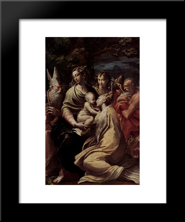 Madonna And Child With Saints 20x24 Black Modern Wood Framed Art Print Poster by Parmigianino