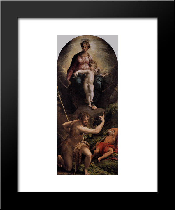 Madonna And Child With St. John And St. Jerome 20x24 Black Modern Wood Framed Art Print Poster by Parmigianino