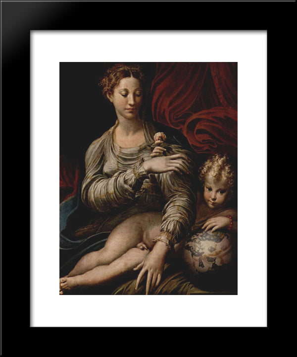 Madonna Of The Rose 20x24 Black Modern Wood Framed Art Print Poster by Parmigianino