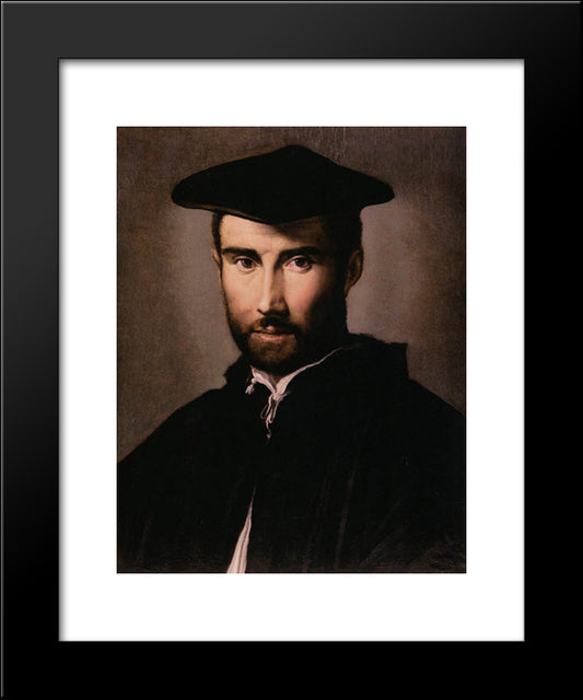 Portrait Of A Man 20x24 Black Modern Wood Framed Art Print Poster by Parmigianino