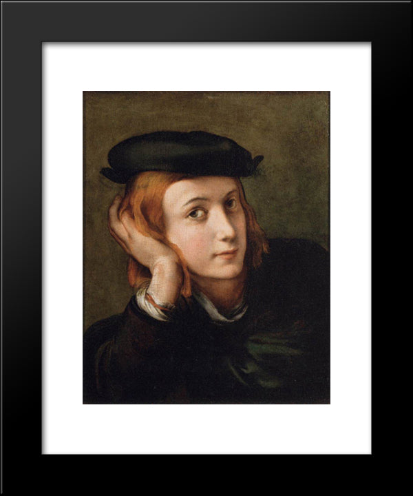 Portrait Of A Young Man 20x24 Black Modern Wood Framed Art Print Poster by Parmigianino