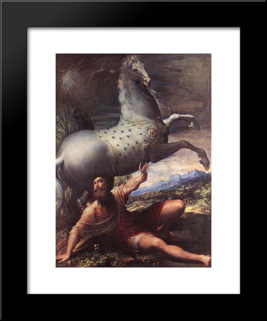 The Conversion Of St Paul 20x24 Black Modern Wood Framed Art Print Poster by Parmigianino