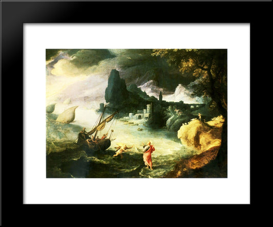 Jesus Walking On The Sea Of Galilee 20x24 Black Modern Wood Framed Art Print Poster by Bril, Paul