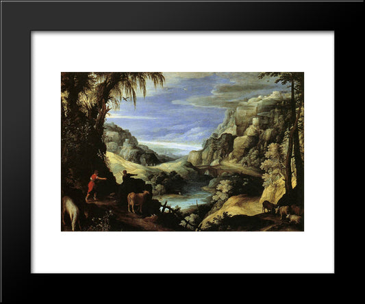 Landscape With Mercury And Argus 20x24 Black Modern Wood Framed Art Print Poster by Bril, Paul