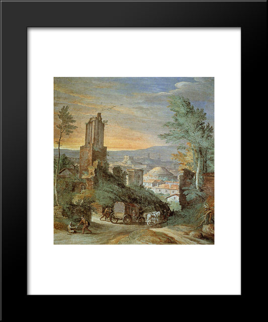 Landscape With Roman Ruins 20x24 Black Modern Wood Framed Art Print Poster by Bril, Paul