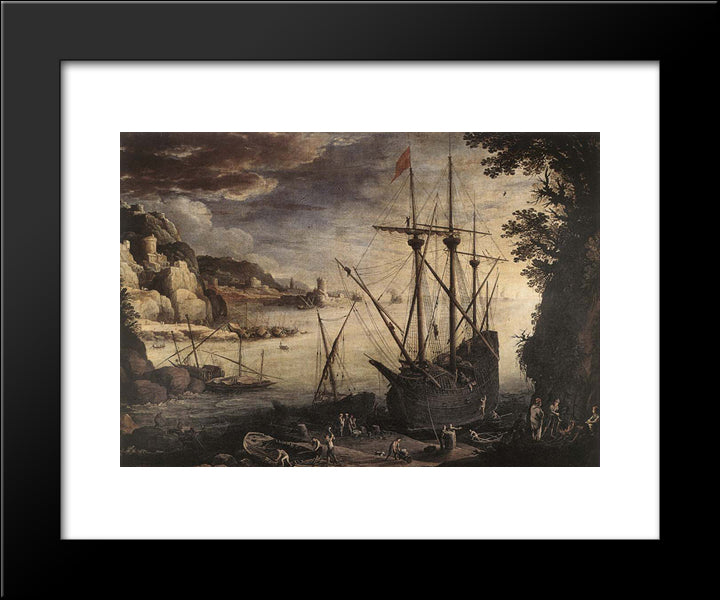 The Port 20x24 Black Modern Wood Framed Art Print Poster by Bril, Paul
