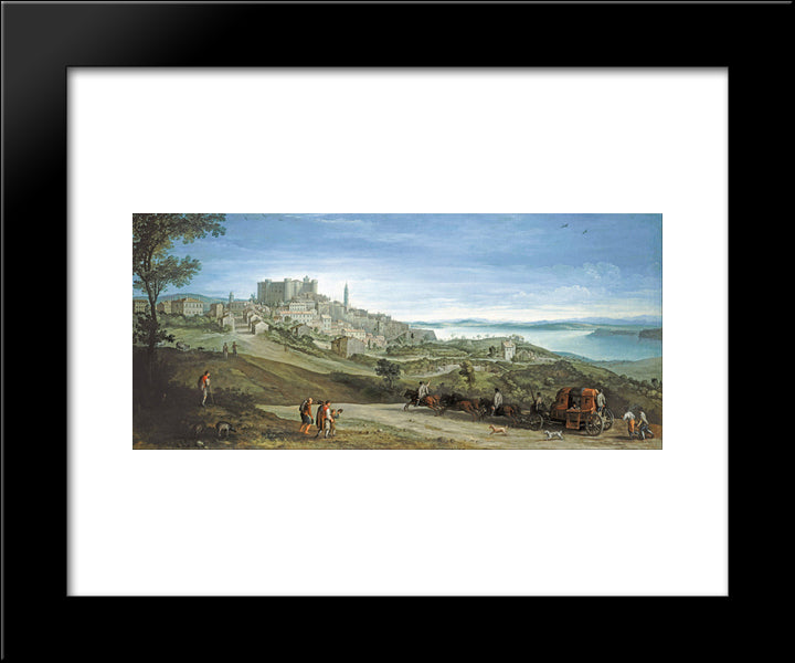 View Of Bracciano 20x24 Black Modern Wood Framed Art Print Poster by Bril, Paul