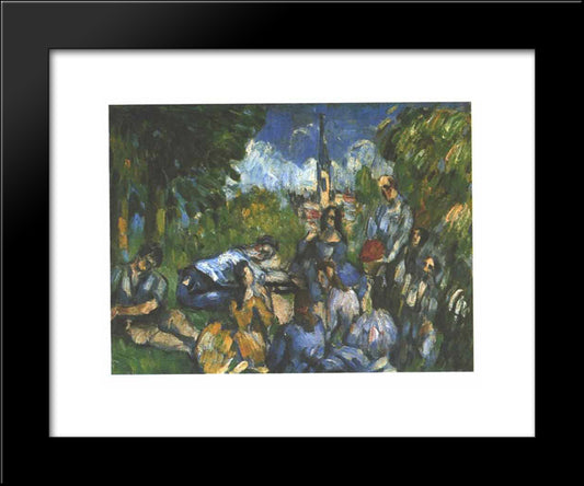 A Lunch On The Grass 20x24 Black Modern Wood Framed Art Print Poster by Cezanne, Paul