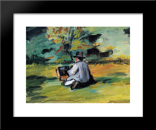 A Painter At Work 20x24 Black Modern Wood Framed Art Print Poster by Cezanne, Paul