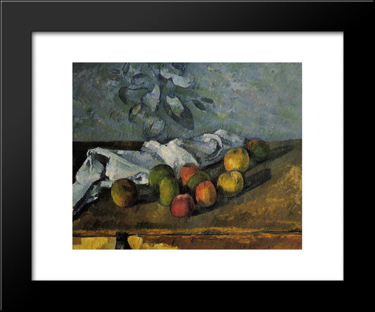 Apples And A Napkin 20x24 Black Modern Wood Framed Art Print Poster by Cezanne, Paul