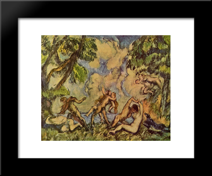 Bacchanalia. The Battle Of Love 20x24 Black Modern Wood Framed Art Print Poster by Cezanne, Paul