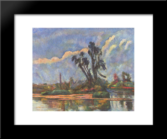 Bank Of The Oise 20x24 Black Modern Wood Framed Art Print Poster by Cezanne, Paul