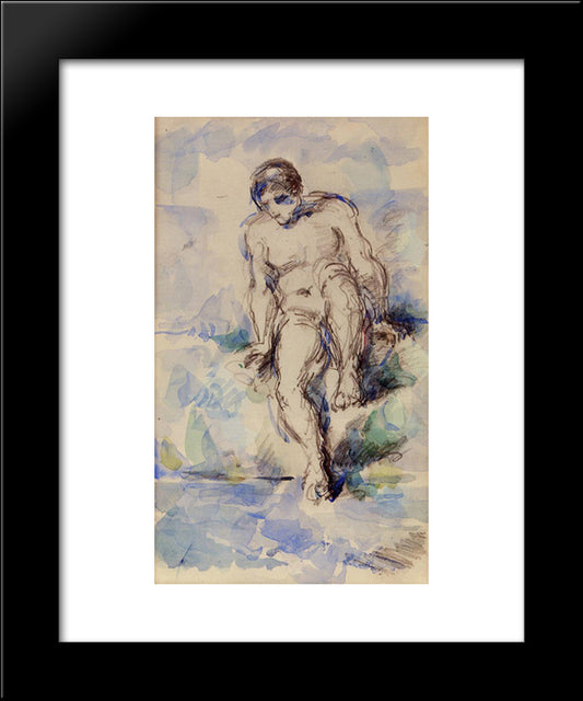 Bather Entering The Water 20x24 Black Modern Wood Framed Art Print Poster by Cezanne, Paul