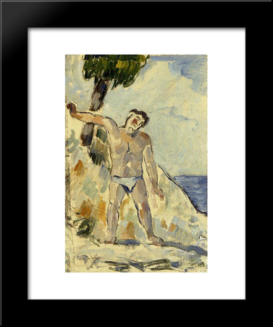 Bather With Arms Spread 20x24 Black Modern Wood Framed Art Print Poster by Cezanne, Paul