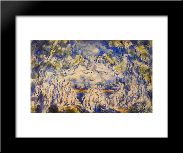 Bathers. Mont Sainte-Victoire In The Background 20x24 Black Modern Wood Framed Art Print Poster by Cezanne, Paul